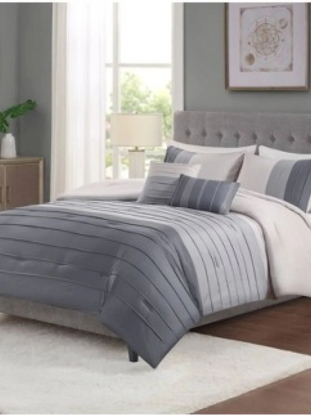 Gray Colorblock Comforter Set Twin/Twin XL - Neutral Modern Bedding New